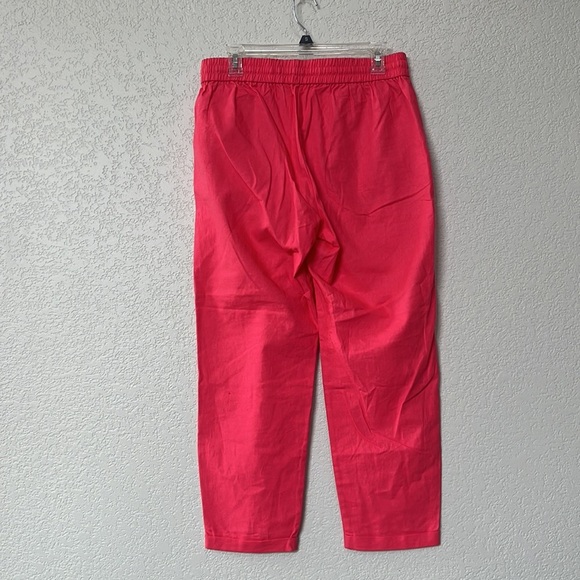 J Crew Cropped Pants Draw String Linen Bright Neon Pink size 8 - Picture 9 of 11